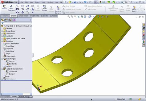 solidworks sheet metal curved bend